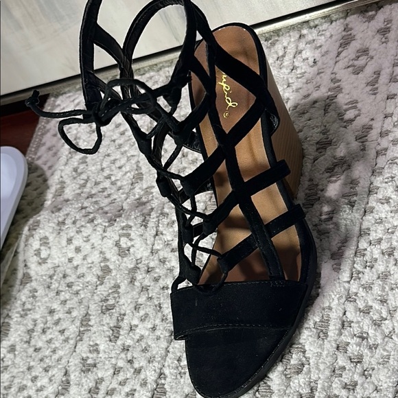 Qupid Black Strappy Heeled Sandals Women's 9 Elegant Evening Heeled Strappy NWOT - Picture 14 of 16